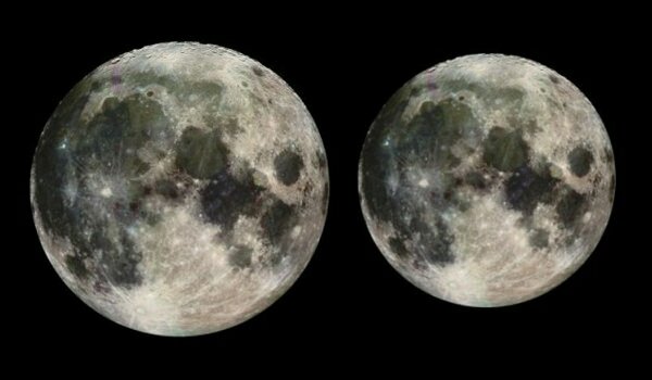Comparison of the size of the moon at it's nearest and furthest points from Earth