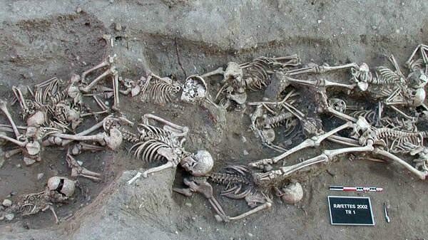 This burial pit excavated in Martigues, Marseille, France in 1998 contained around 200 human remains from a much later outbreak of plague, in 1720-21. Later research revealed evidence of Yersinia pestis, the bubonic plague bacillus.